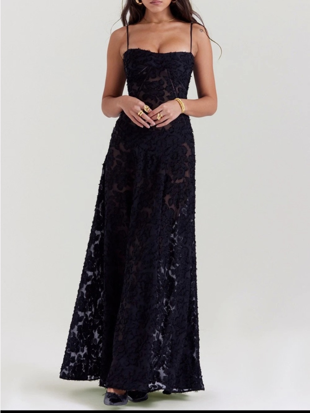 House of CB seren Black Lace Maxi Dress